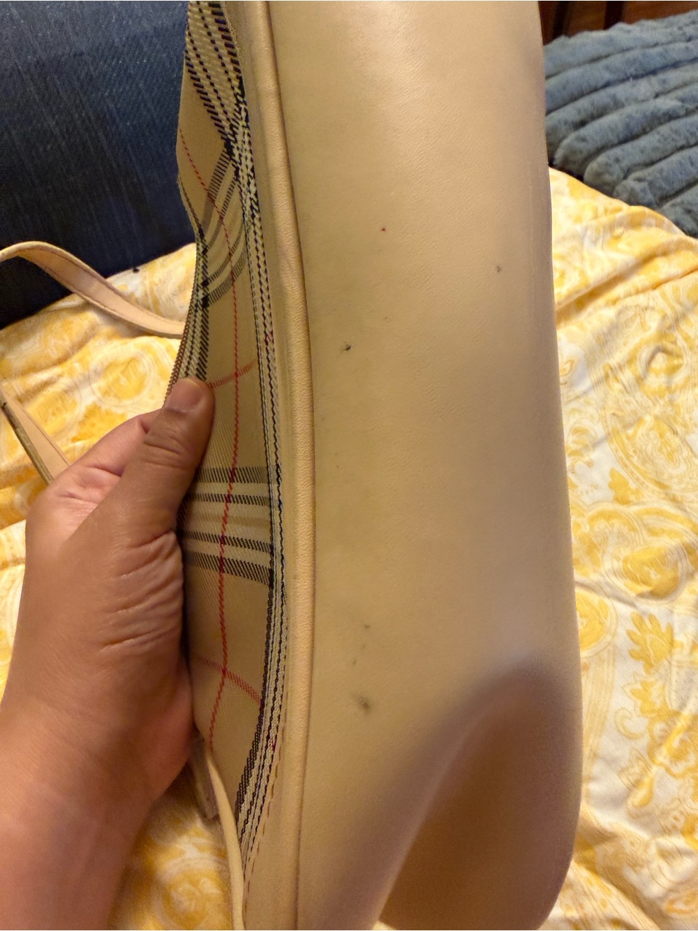 Beige Plaid Shoulder Bag - Classic Check Pattern - Picture 6 of 8